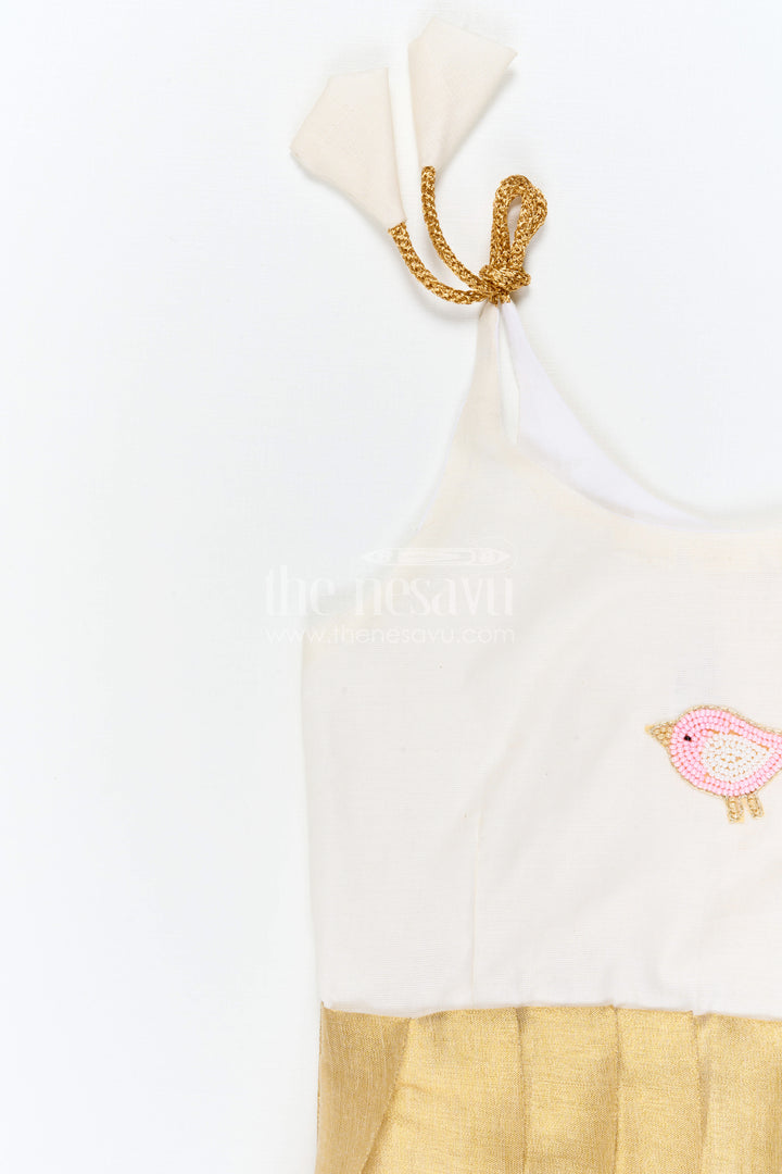The Nesavu Tie-up Frock Girls Tissue Silk Frock for Festive Birthday Parties Nesavu Nesavu Girls Tissue Silk Tie Up Frock For Festive Birthdays And Family Celebrations