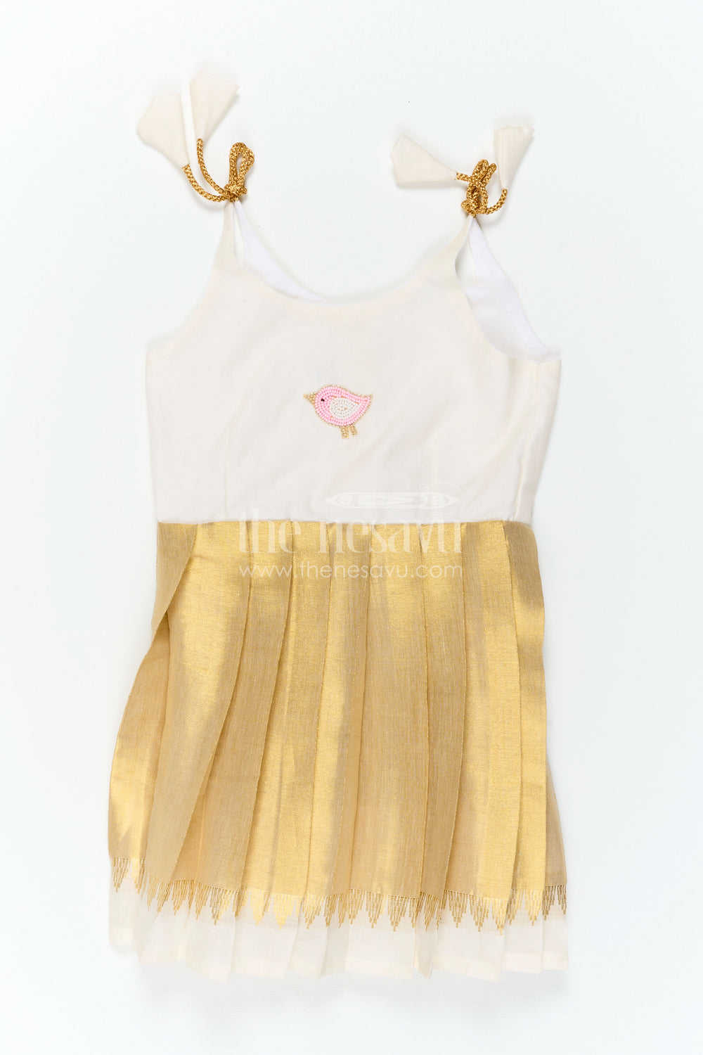 The Nesavu Tie-up Frock Girls Tissue Silk Frock for Festive Birthday Parties Nesavu Nesavu Girls Tissue Silk Tie Up Frock For Festive Birthdays And Family Celebrations
