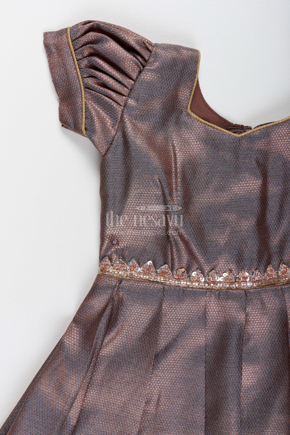 The Nesavu Girls Silk Gown Girls tissue silk gown for festive events and family gatherings Nesavu Nesavu girls tissue silk gown festivals weddings traditional family functions
