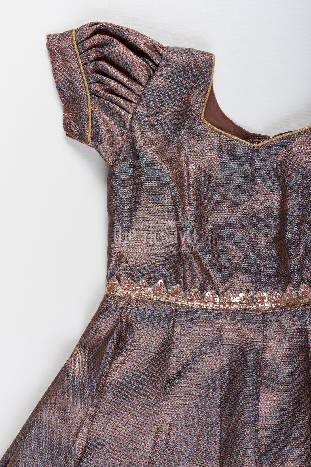 The Nesavu Girls Silk Gown Girls tissue silk gown for festive events and family gatherings Nesavu Nesavu girls tissue silk gown festivals weddings traditional family functions