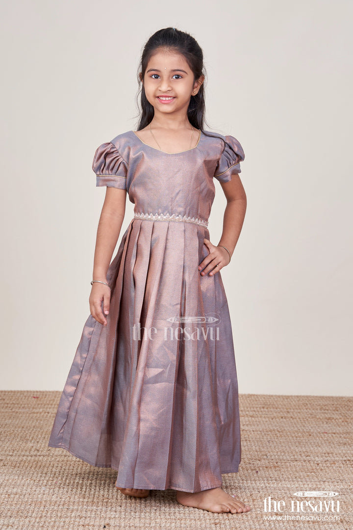 The Nesavu Girls Silk Gown Girls Tissue Silk Gown for Festive Events and Family Gatherings Nesavu Nesavu girls tissue silk gown festivals weddings traditional family functions