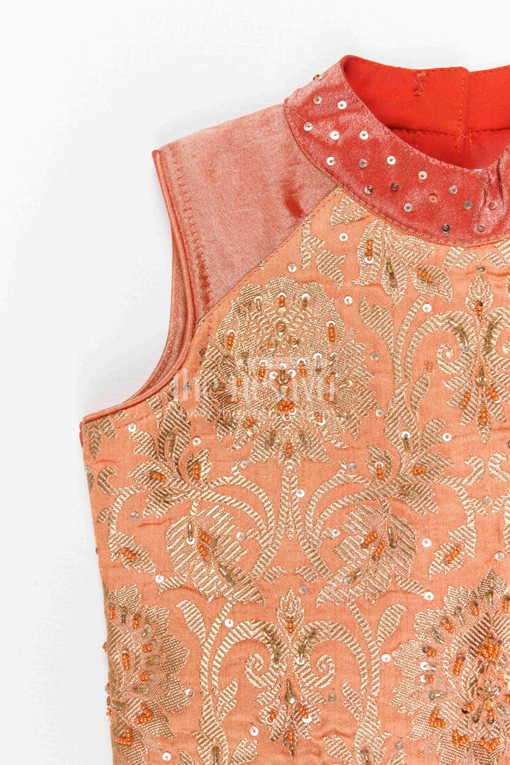 The Nesavu Girls Lehenga Choli Girls Traditional Lehenga Set for Festive Functions and Celebrations Nesavu Nesavu Girls Traditional Lehenga Set With Embroidered Yoke For Festive Family Celebrations