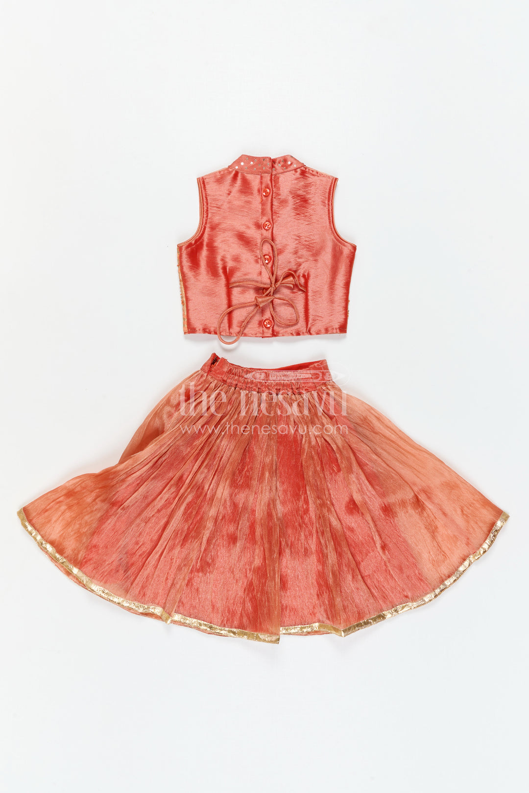 The Nesavu Girls Lehenga Choli Girls Traditional Lehenga Set for Festive Functions and Celebrations Nesavu Nesavu Girls Traditional Lehenga Set With Embroidered Yoke For Festive Family Celebrations