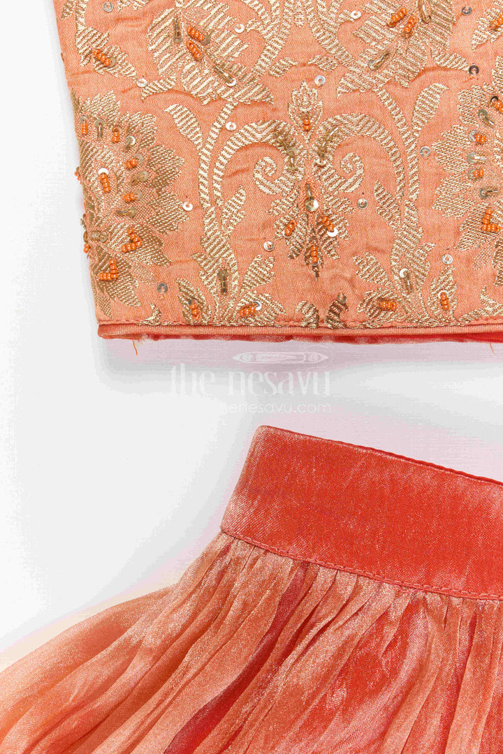 The Nesavu Girls Lehenga Choli Girls Traditional Lehenga Set for Festive Functions and Celebrations Nesavu Nesavu Girls Traditional Lehenga Set With Embroidered Yoke For Festive Family Celebrations