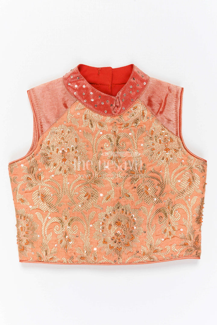 The Nesavu Girls Lehenga Choli Girls Traditional Lehenga Set for Festive Functions and Celebrations Nesavu Nesavu Girls Traditional Lehenga Set With Embroidered Yoke For Festive Family Celebrations