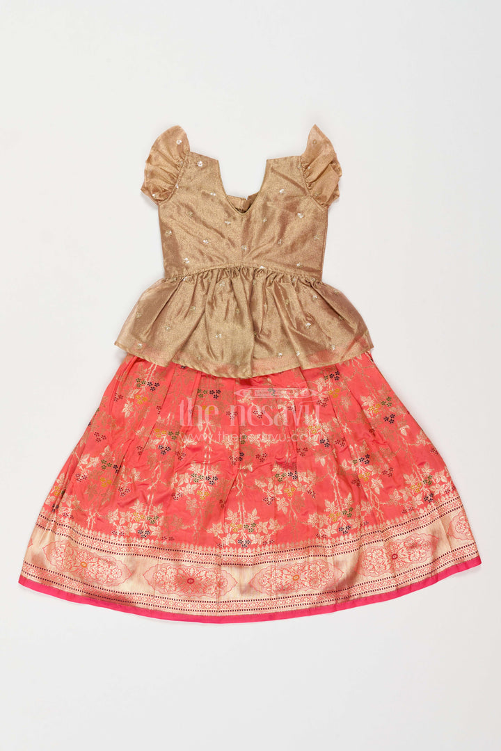The Nesavu Pattu Pavadai Girls Traditional Pattu Pavadai for Weddings Poojas and Cultural Events Nesavu 18 (2Y) / Brown / Banarasi GPP407A-18 Nesavu Girls Traditional Pattu Pavadai For Weddings Poojas Cultural Events And Festive Family Celebrations