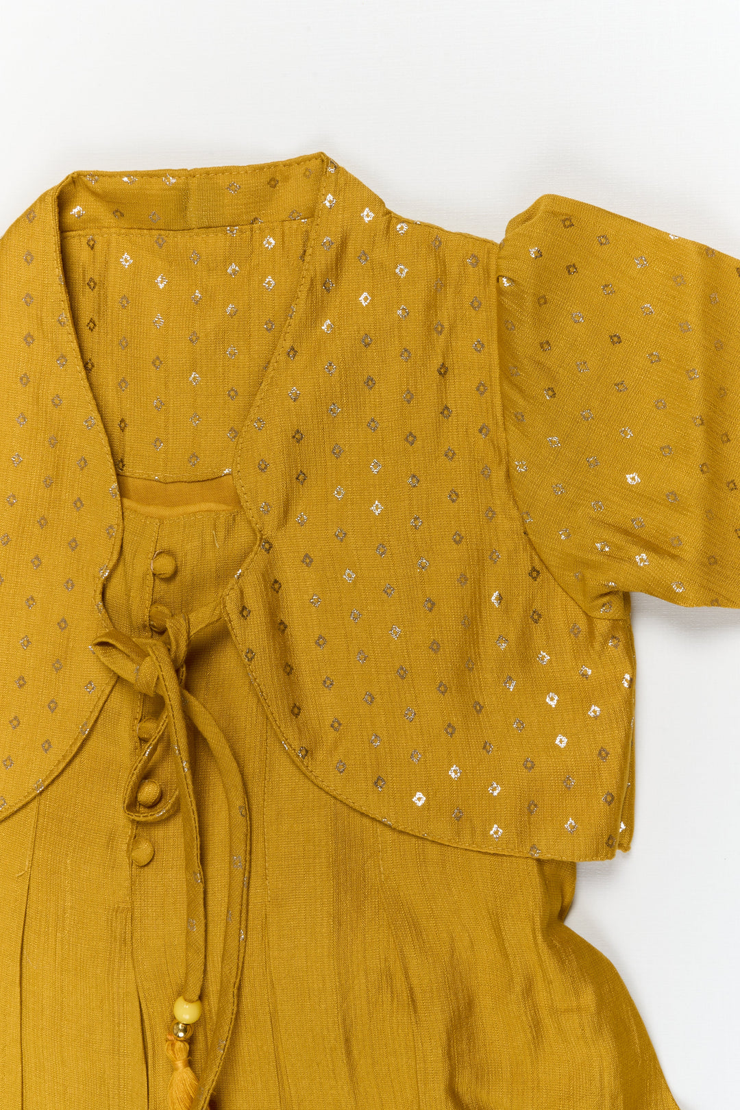 The Nesavu Girls Chanderi Frock Girls Traditional Silk Frock with Jacket for Weddings and Festive Functions Nesavu Nesavu girls silk frock with embroidered jacket – perfect for weddings and festive occasions