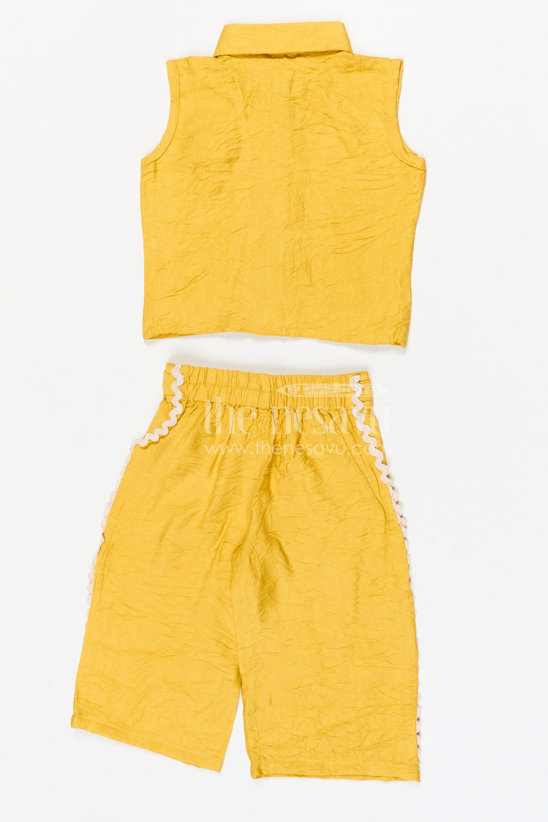 The Nesavu Girls Co-Ord Sets Girls Trendy Bubble Crepe Co-ord Set for Casual Outings and Playful Summer Style Nesavu Nesavu girls bubble crepe co-ord set for casual outings summer wear and kids fashion