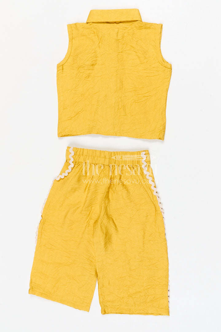 The Nesavu Girls Co-Ord Sets Girls Trendy Bubble Crepe Co-ord Set for Casual Outings and Playful Summer Style Nesavu Nesavu girls bubble crepe co-ord set for casual outings summer wear and kids fashion
