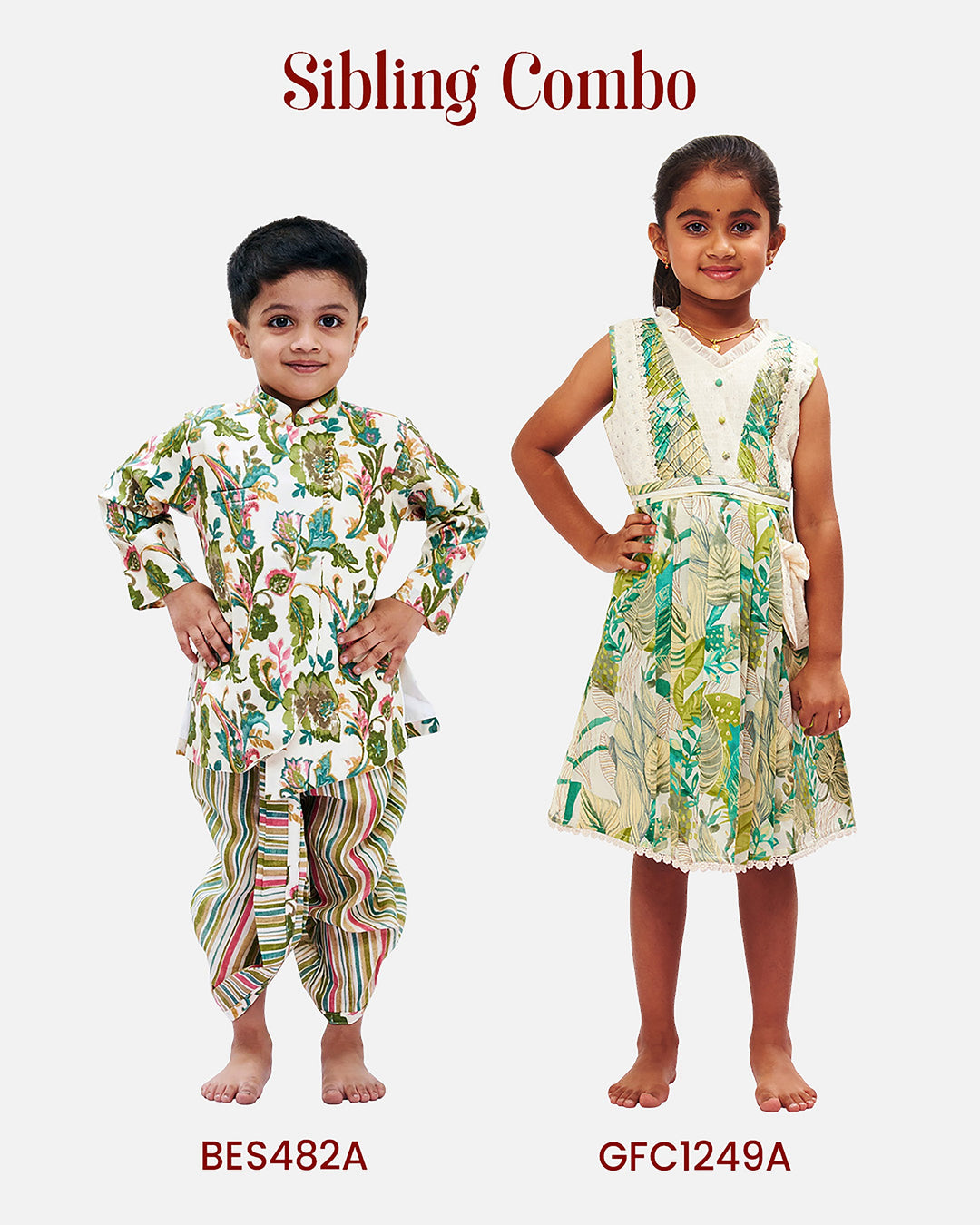 The Nesavu Girls Cotton Frock Girls Tropical Botanical Printed Cotton Frock - Chic Summer Wear Nesavu Tropical Print Cotton Frock for Girls | Stylish Summer Dresses | The Nesavu