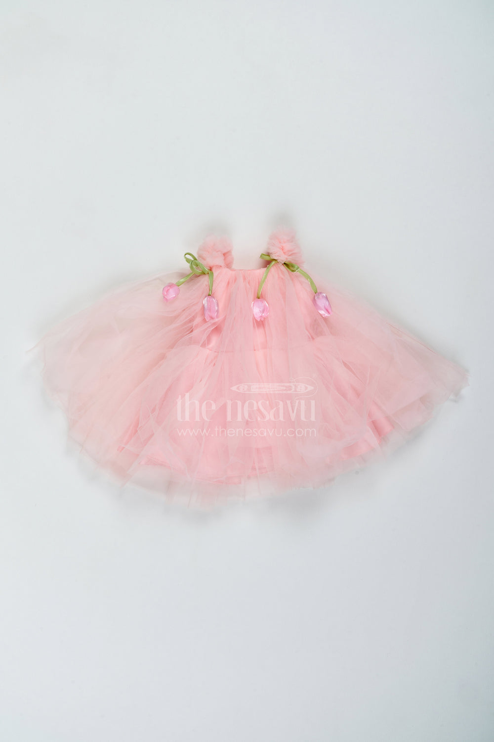 The Nesavu Girls Fancy Party Frock Girls Tulip Frock for Birthday Parties and Twirl Celebrations Nesavu 16 (1Y) / Peach / Plain Net PF331D-16 Nesavu Girls Tulip Net Frock For Birthday Parties Twirl Celebrations Garden Events And Family Photoshoots