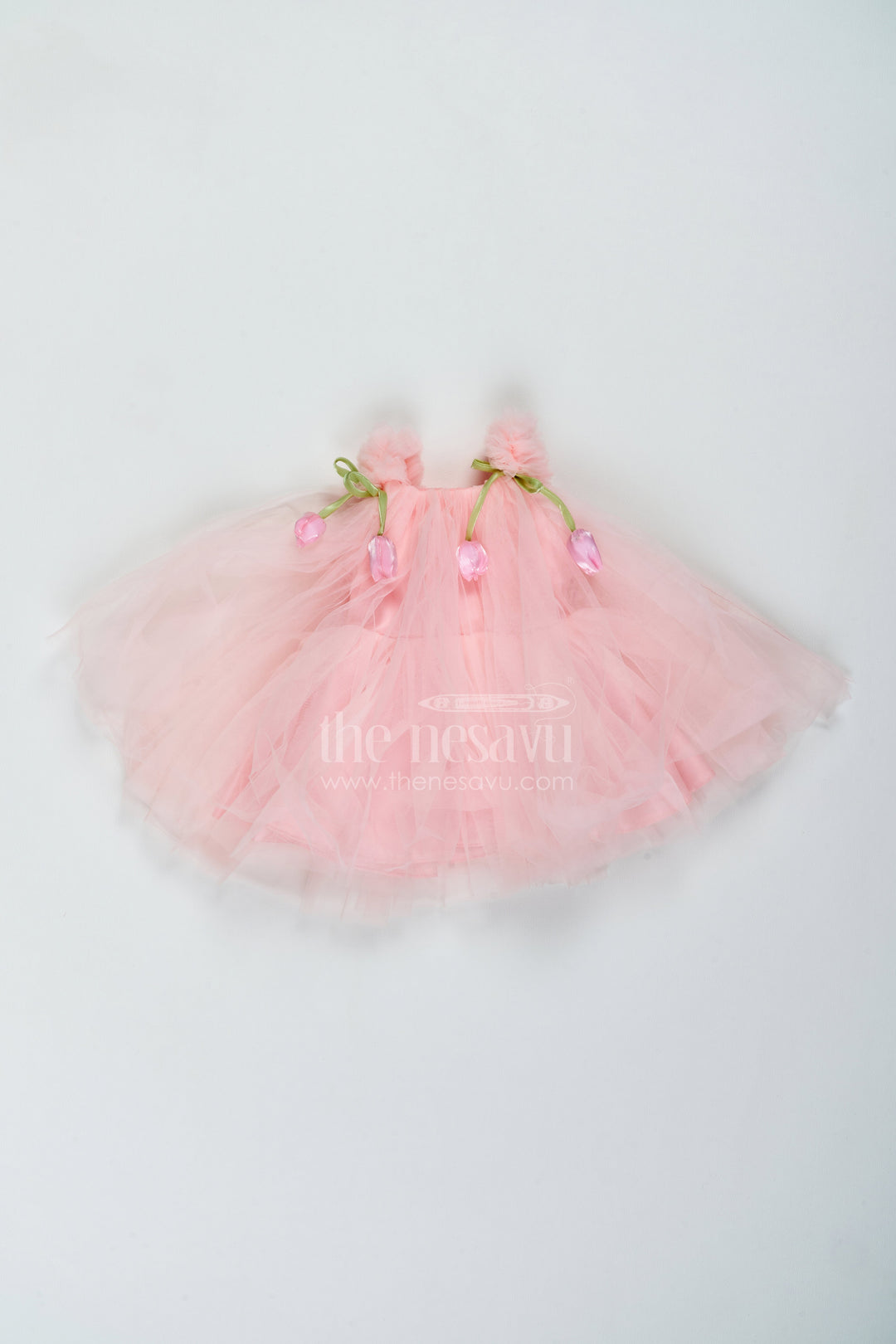 The Nesavu Girls Fancy Party Frock Girls Tulip Frock for Birthday Parties and Twirl Celebrations Nesavu 16 (1Y) / Peach / Plain Net PF331D-16 Nesavu Girls Tulip Net Frock For Birthday Parties Twirl Celebrations Garden Events And Family Photoshoots