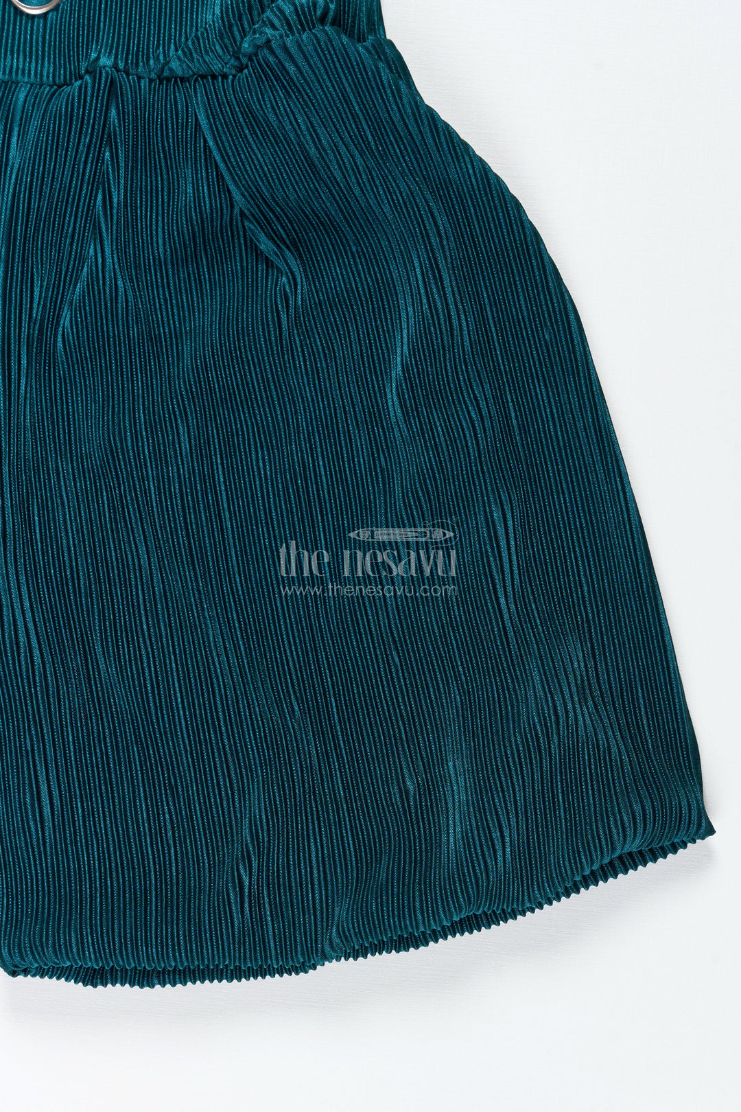 The Nesavu Girls Shorts Girls Velvet Pleated Shorts for Festive and Party Outfits Nesavu Nesavu Girls Velvet Pleated Shorts Festive Wear Parties Winter Celebrations