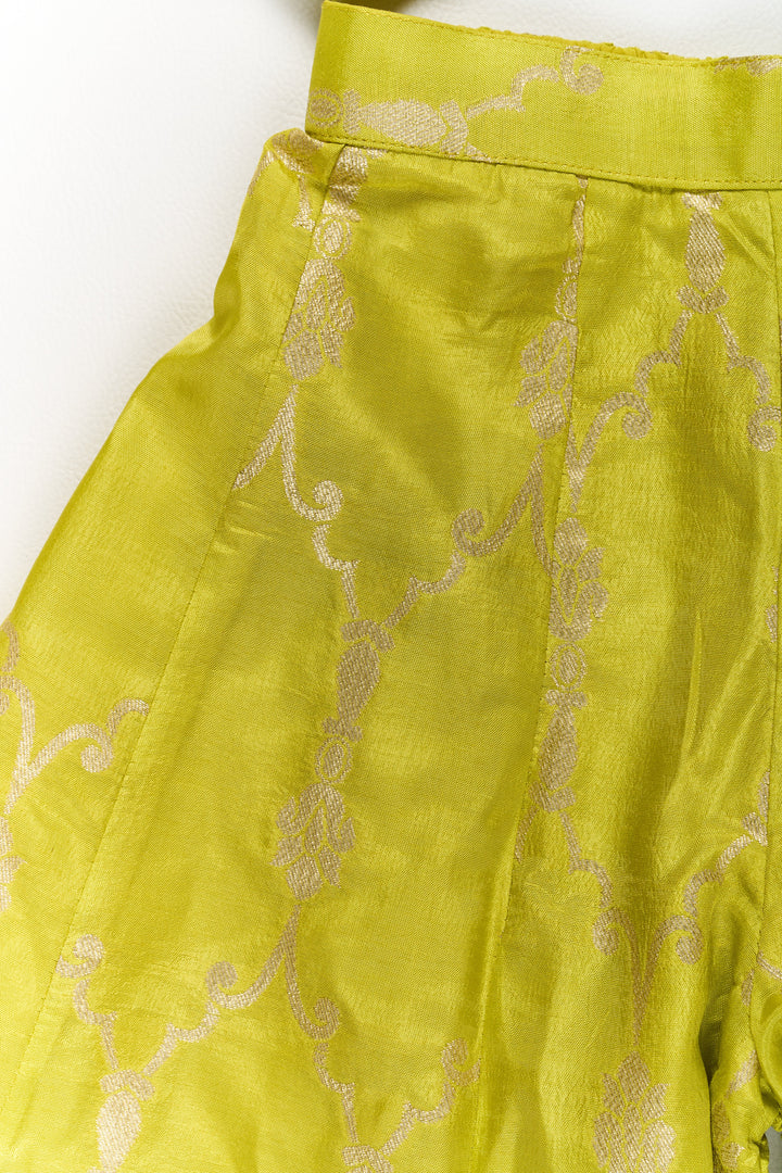 The Nesavu Girls Sharara / Plazo Set Girls Viscose Silk Bridal Sharara Set with Embroidered Jacket and Flared Pants Nesavu Girls Bridal Sharara Set Viscose Silk Embroidered Jacket Flared Pants | The Nesavu