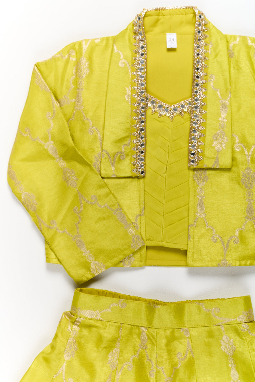 The Nesavu Girls Sharara / Plazo Set Girls Viscose Silk Bridal Sharara Set with Embroidered Jacket and Flared Pants Nesavu Girls Bridal Sharara Set Viscose Silk Embroidered Jacket Flared Pants | The Nesavu