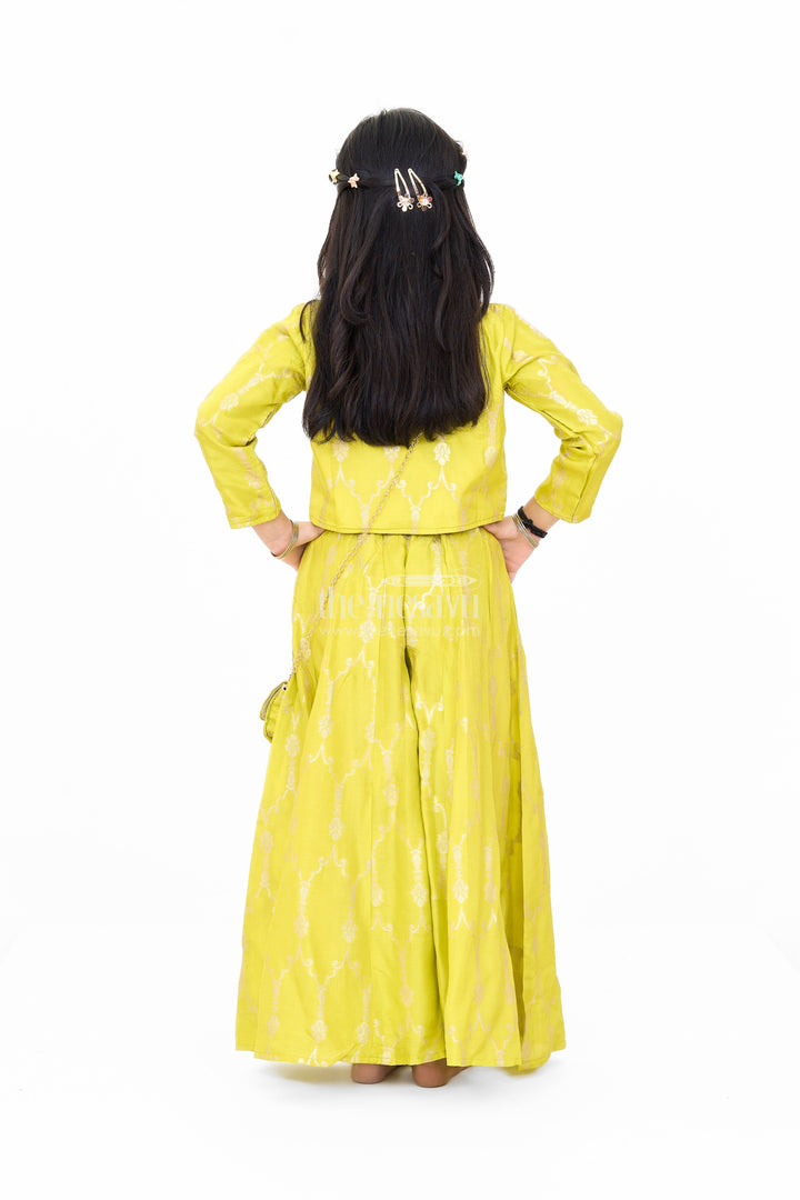 The Nesavu Girls Sharara / Plazo Set Girls Viscose Silk Bridal Sharara Set with Embroidered Jacket and Flared Pants Nesavu Girls Bridal Sharara Set Viscose Silk Embroidered Jacket Flared Pants | The Nesavu