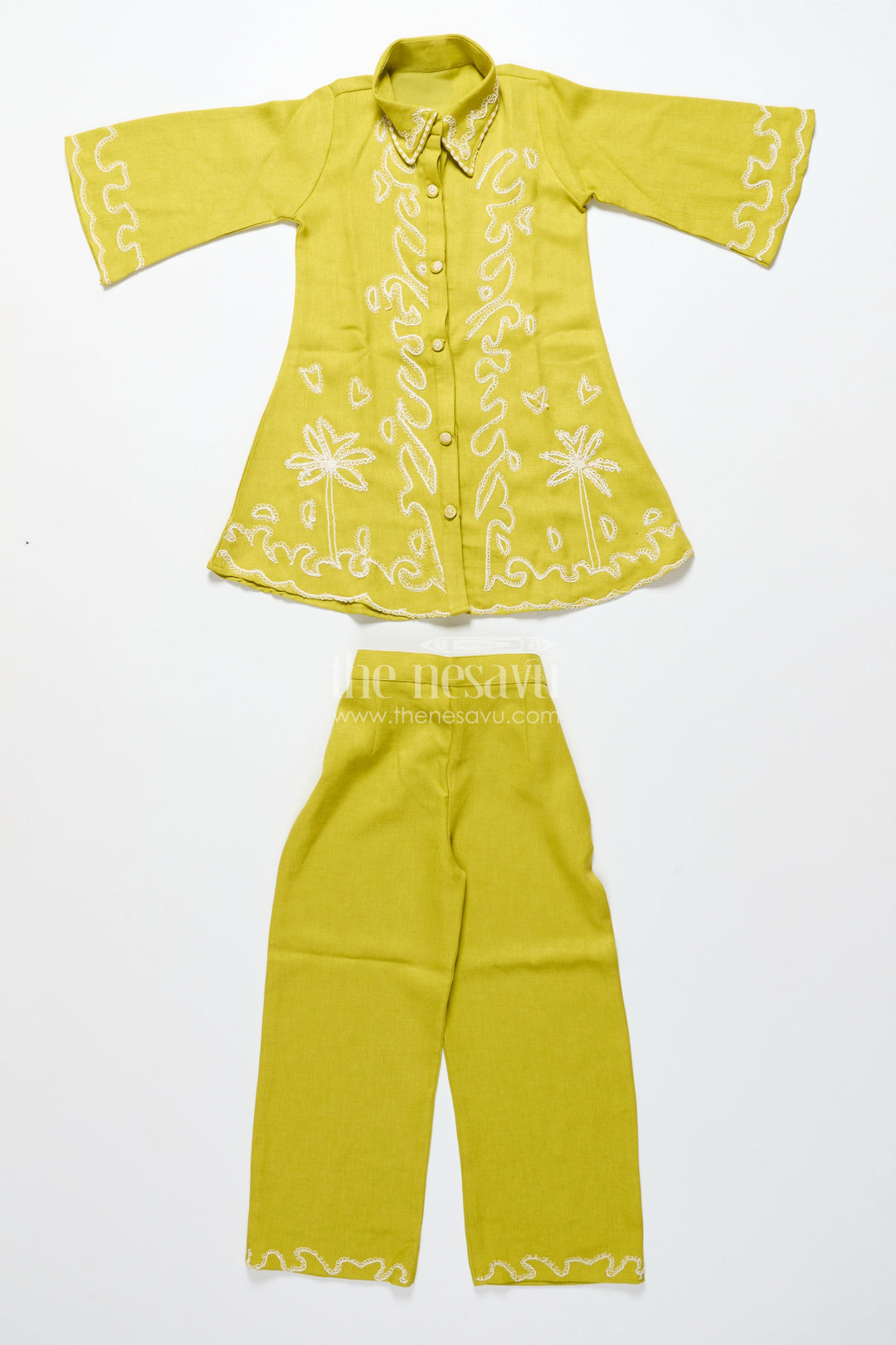 The Nesavu Girls Co-Ord Sets Girls Viscose Silk Plazo Set with Embroidery for Festive Wear Nesavu Nesavu girls embroidered viscose silk plazo set weddings school events traditional functions