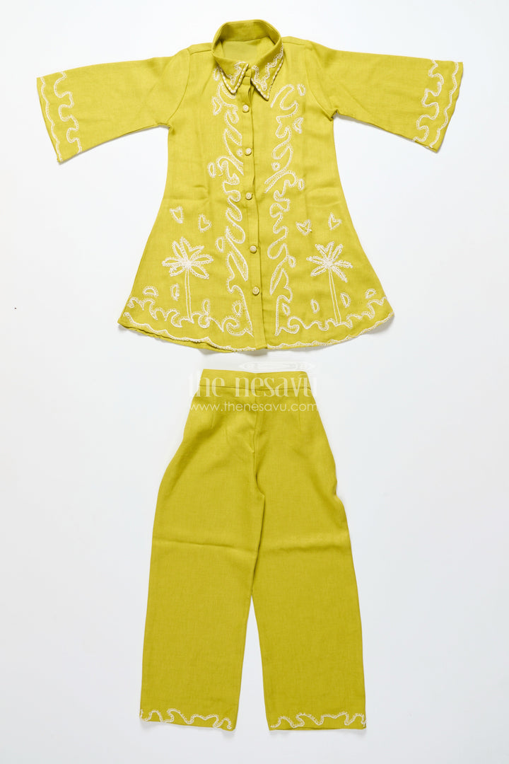 The Nesavu Girls Co-Ord Sets Girls Viscose Silk Plazo Set with Embroidery for Festive Wear Nesavu Nesavu girls embroidered viscose silk plazo set weddings school events traditional functions