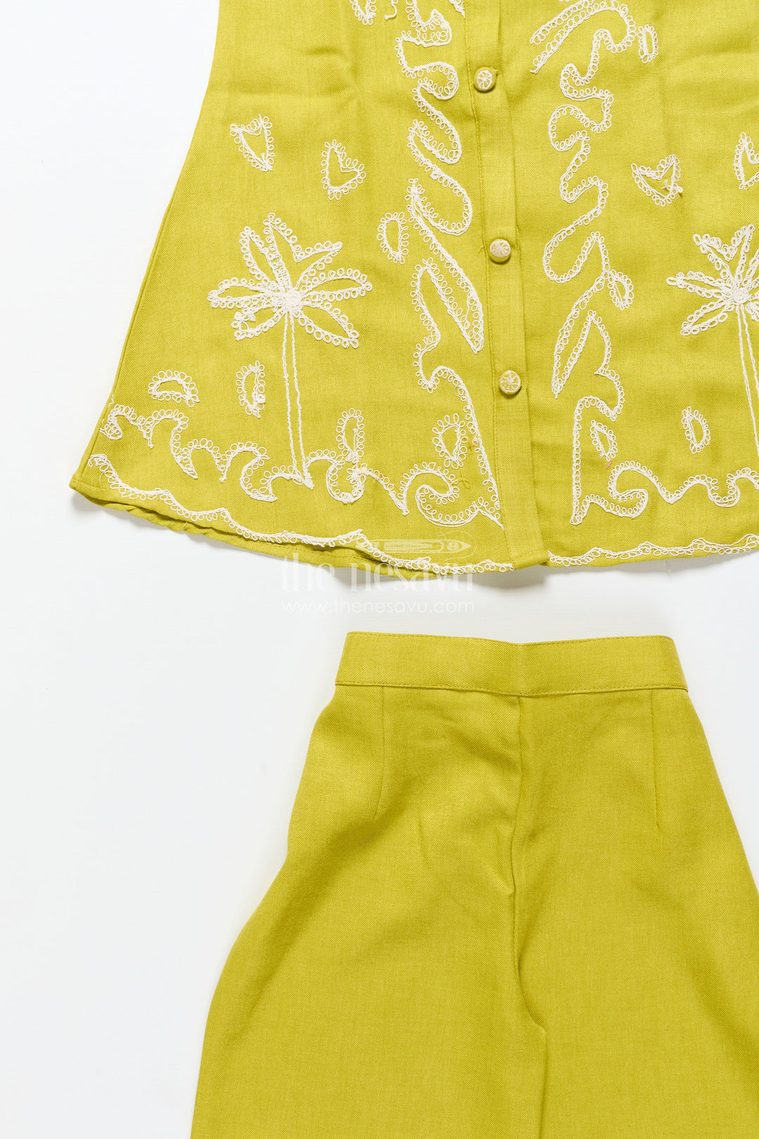 The Nesavu Girls Co-Ord Sets Girls Viscose Silk Plazo Set with Embroidery for Festive Wear Nesavu Nesavu girls embroidered viscose silk plazo set weddings school events traditional functions