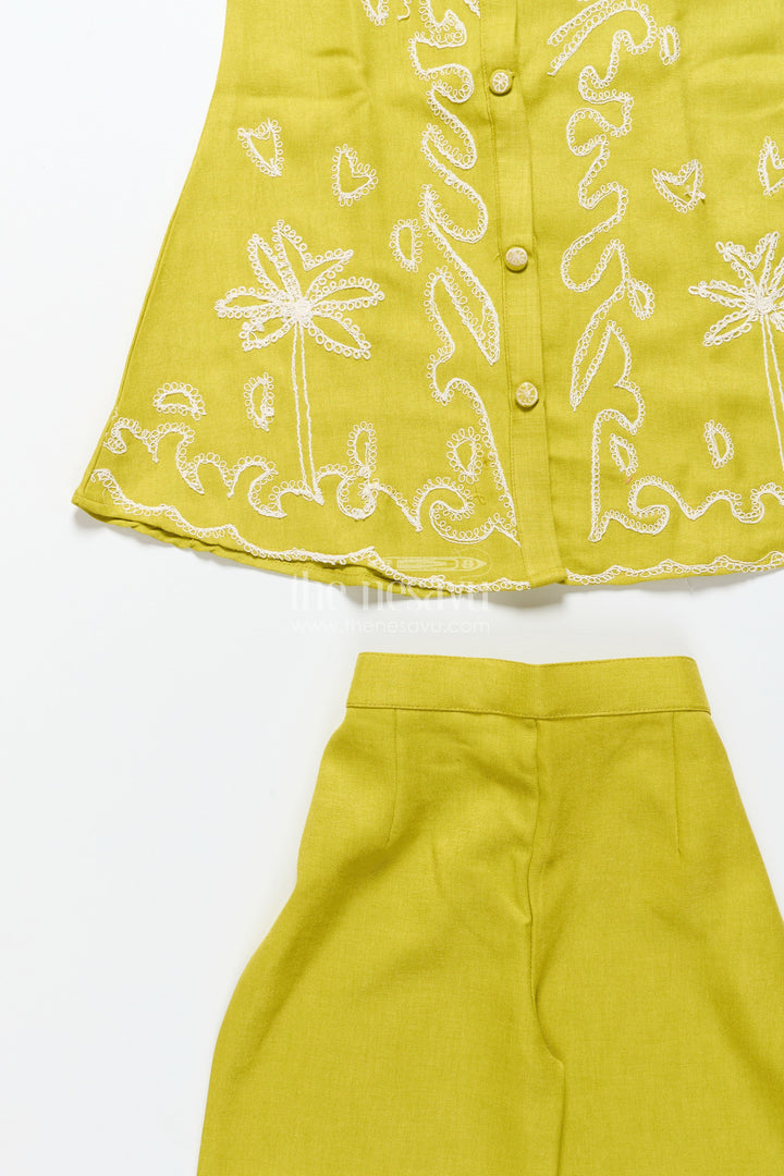 The Nesavu Girls Co-Ord Sets Girls Viscose Silk Plazo Set with Embroidery for Festive Wear Nesavu Nesavu girls embroidered viscose silk plazo set weddings school events traditional functions