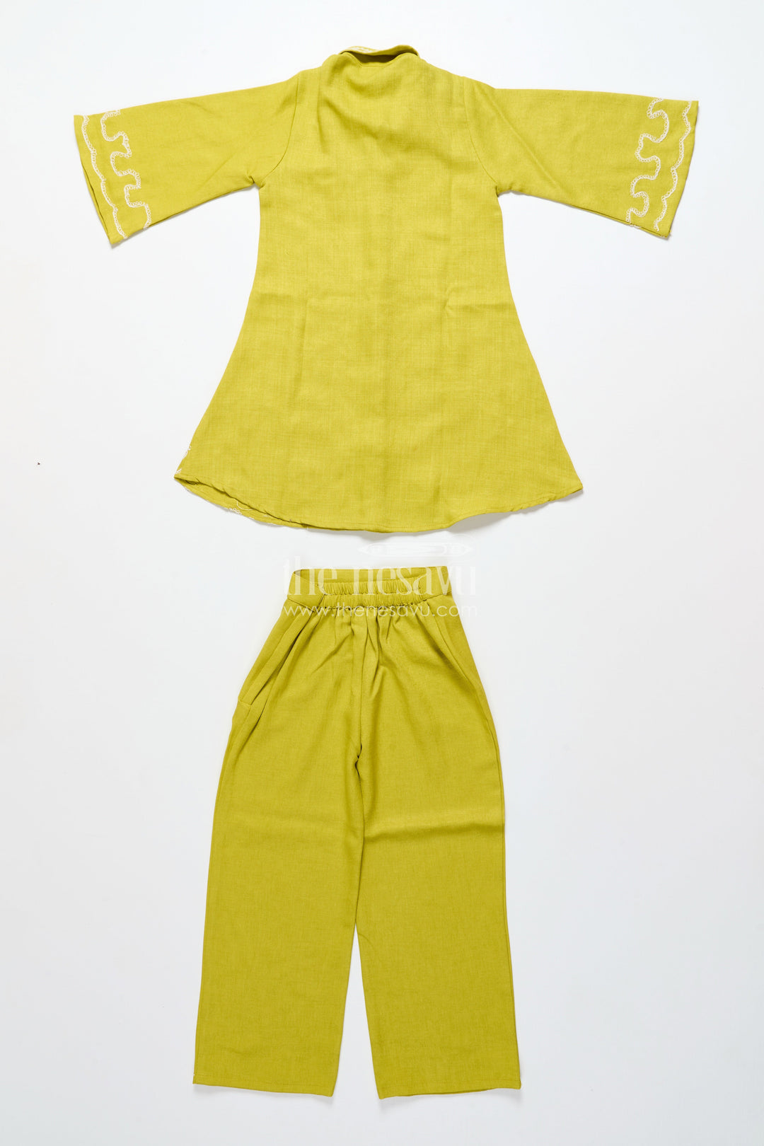 The Nesavu Girls Co-Ord Sets Girls Viscose Silk Plazo Set with Embroidery for Festive Wear Nesavu Nesavu girls embroidered viscose silk plazo set weddings school events traditional functions