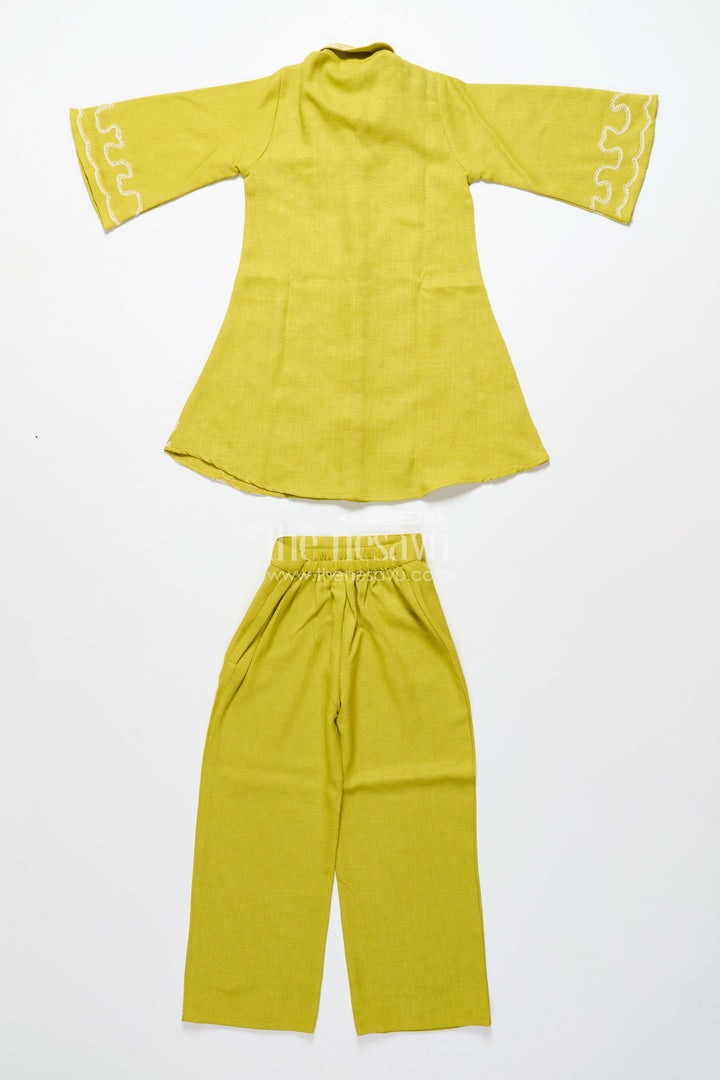 The Nesavu Girls Co-Ord Sets Girls Viscose Silk Plazo Set with Embroidery for Festive Wear Nesavu Nesavu girls embroidered viscose silk plazo set weddings school events traditional functions