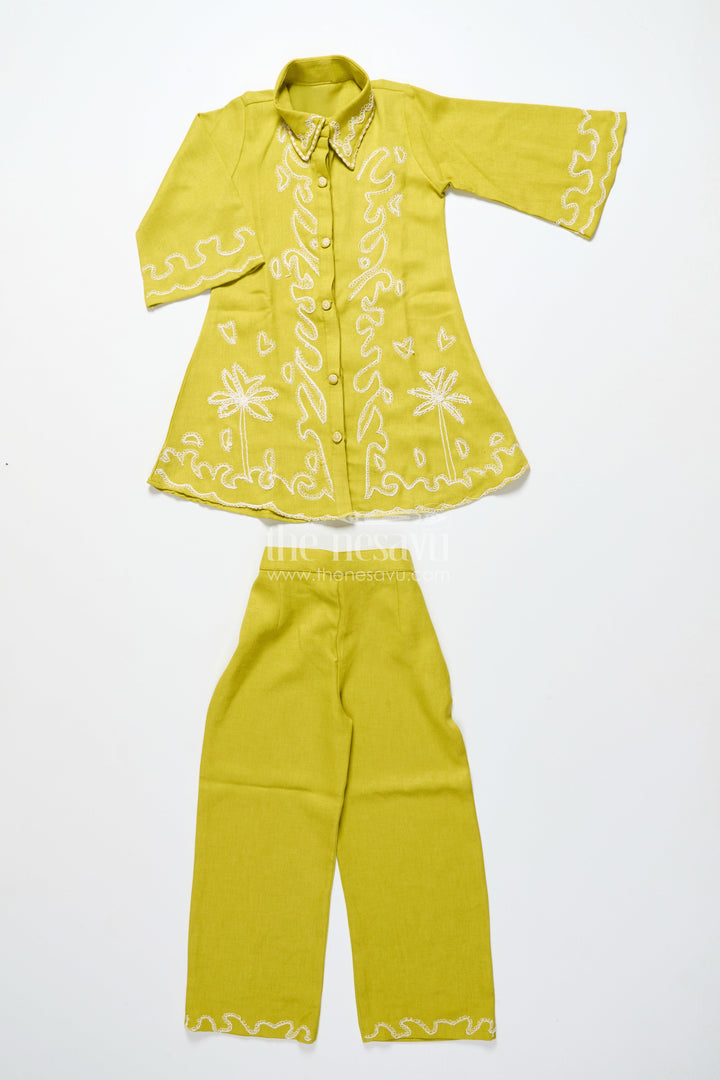 The Nesavu Girls Co-Ord Sets Girls Viscose Silk Plazo Set with Embroidery for Festive Wear Nesavu Nesavu girls embroidered viscose silk plazo set weddings school events traditional functions