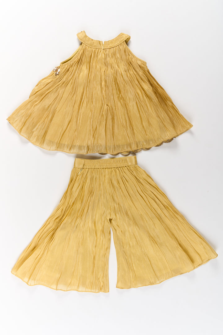 The Nesavu Girls Sharara / Plazo Set Girls Viscose Silk Sharara Set with Embellished Top and Flared Bottoms Nesavu Girls Designer Sharara Set Viscose Silk Embellished Top Flared Bottoms | The Nesavu