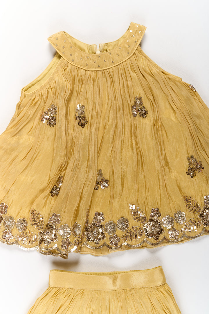 The Nesavu Girls Sharara / Plazo Set Girls Viscose Silk Sharara Set with Embellished Top and Flared Bottoms Nesavu Girls Designer Sharara Set Viscose Silk Embellished Top Flared Bottoms | The Nesavu