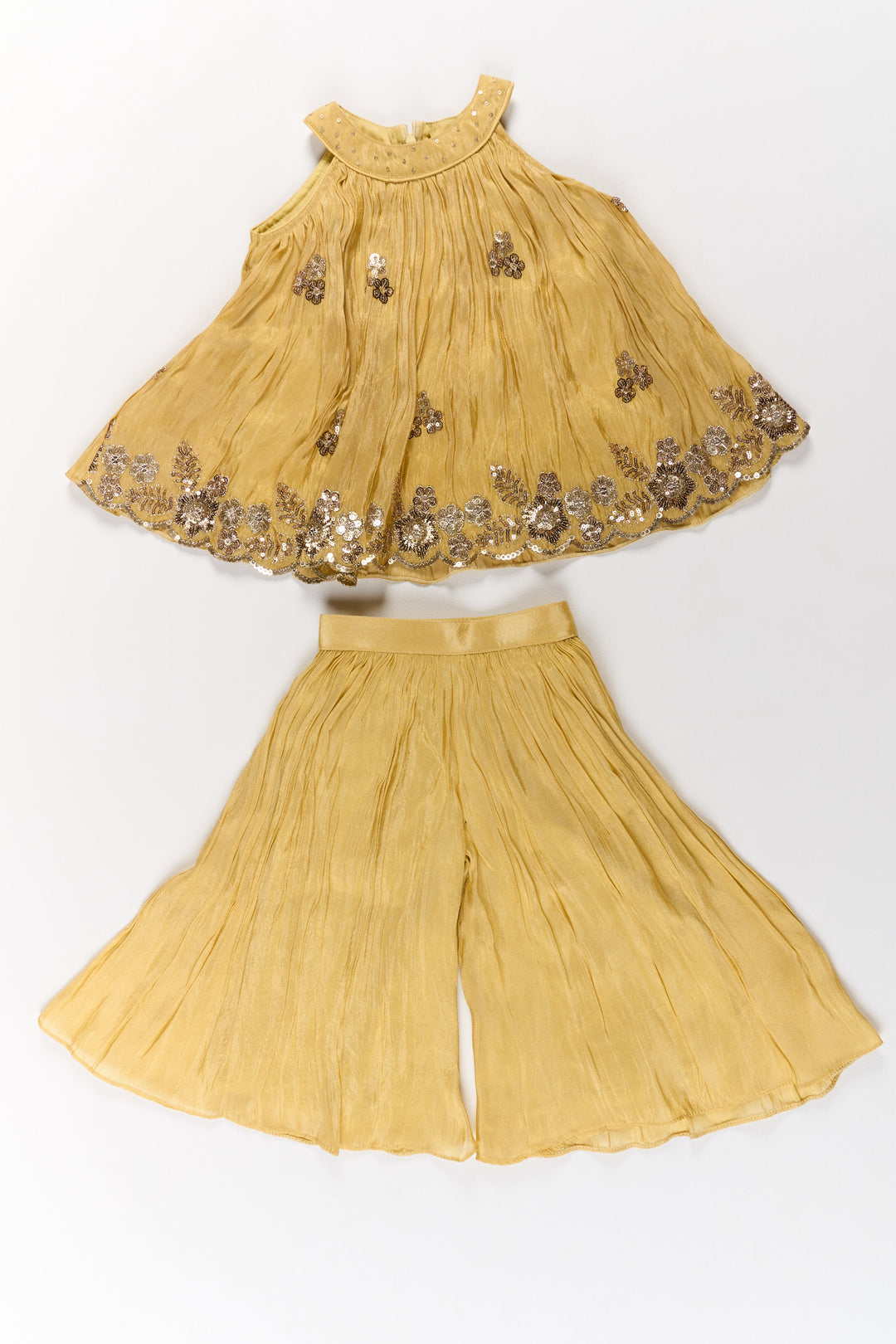 The Nesavu Girls Sharara / Plazo Set Girls Viscose Silk Sharara Set with Embellished Top and Flared Bottoms Nesavu Girls Designer Sharara Set Viscose Silk Embellished Top Flared Bottoms | The Nesavu