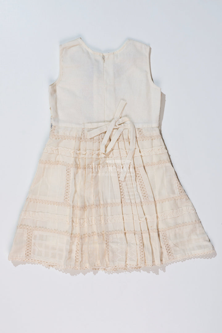The Nesavu Girls Cotton Frock Girls White Color Frock with Embroidery and Layered Pleats for Graceful Festive Wear Nesavu Nesavu Girls White Color Cotton Frock Embroidery Layered Pleats Festive Wear