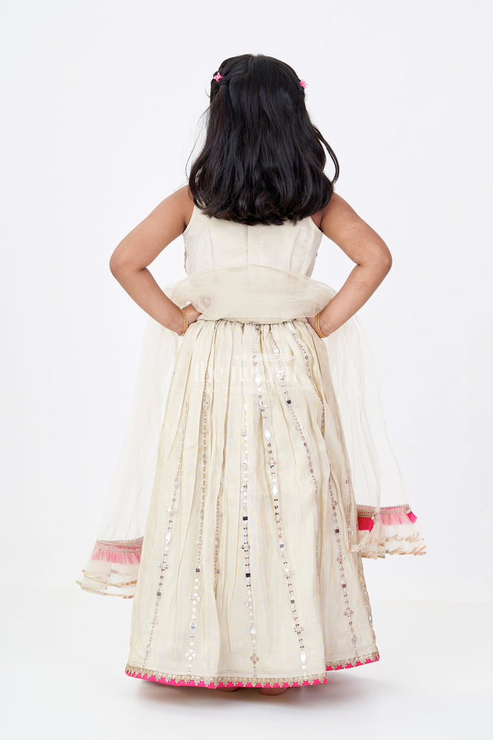 The Nesavu Girls Lehenga Choli Girls White Color Lehenga in Pure Viscose Tissue Silk with Embroidered Choli and Dupatta Nesavu Nesavu Girls White Color Lehenga Pure Viscose Tissue Silk Embroidered Choli Dupatta