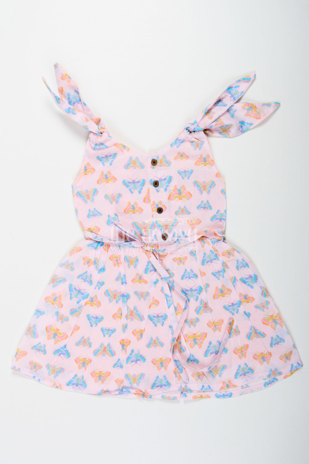 The Nesavu Girls Cotton Frock Girls White Cotton Frock with Colorful Butterfly Print Perfect for Roses Dress Theme for Toddlers and Kids Nesavu Girls White Cotton Frock Butterfly Prints Roses Dress Inspired Collection Perfect Everyday Fun | The Nesavu