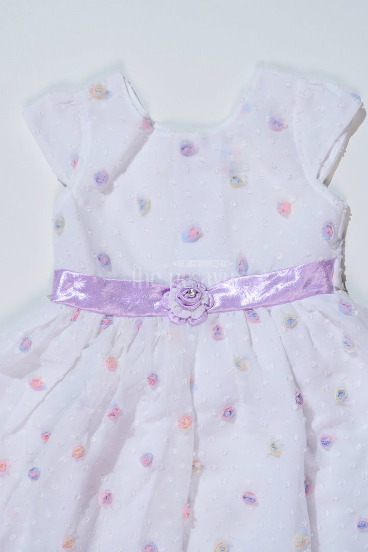 The Nesavu Girls Cotton Frock Girls White Frock with Delicate Floral Embroidery and Satin Bow for Elegant Look Nesavu Girls White Frock Floral Embroidery Satin Bow Special Occasions | The Nesavu