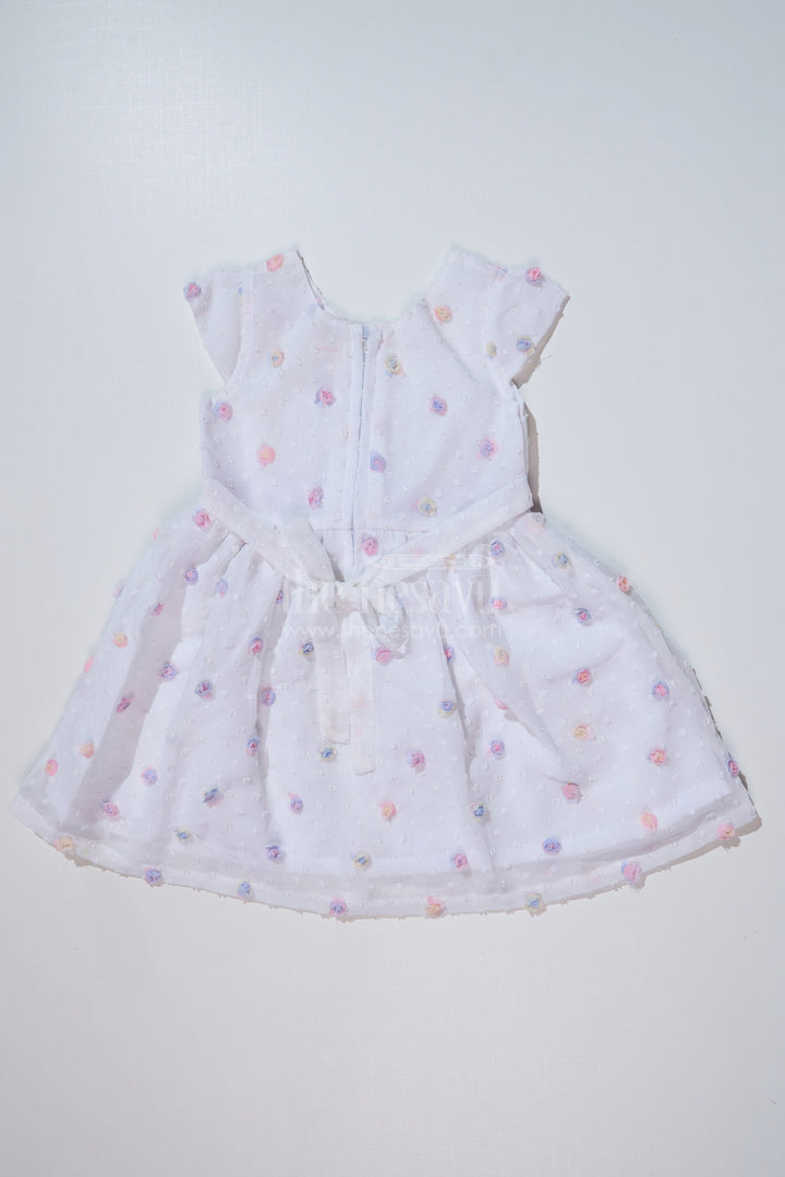 The Nesavu Girls Cotton Frock Girls White Frock with Delicate Floral Embroidery and Satin Bow for Elegant Look Nesavu Nesavu Girls White Frock Floral Embroidery Satin Bow Special Occasions