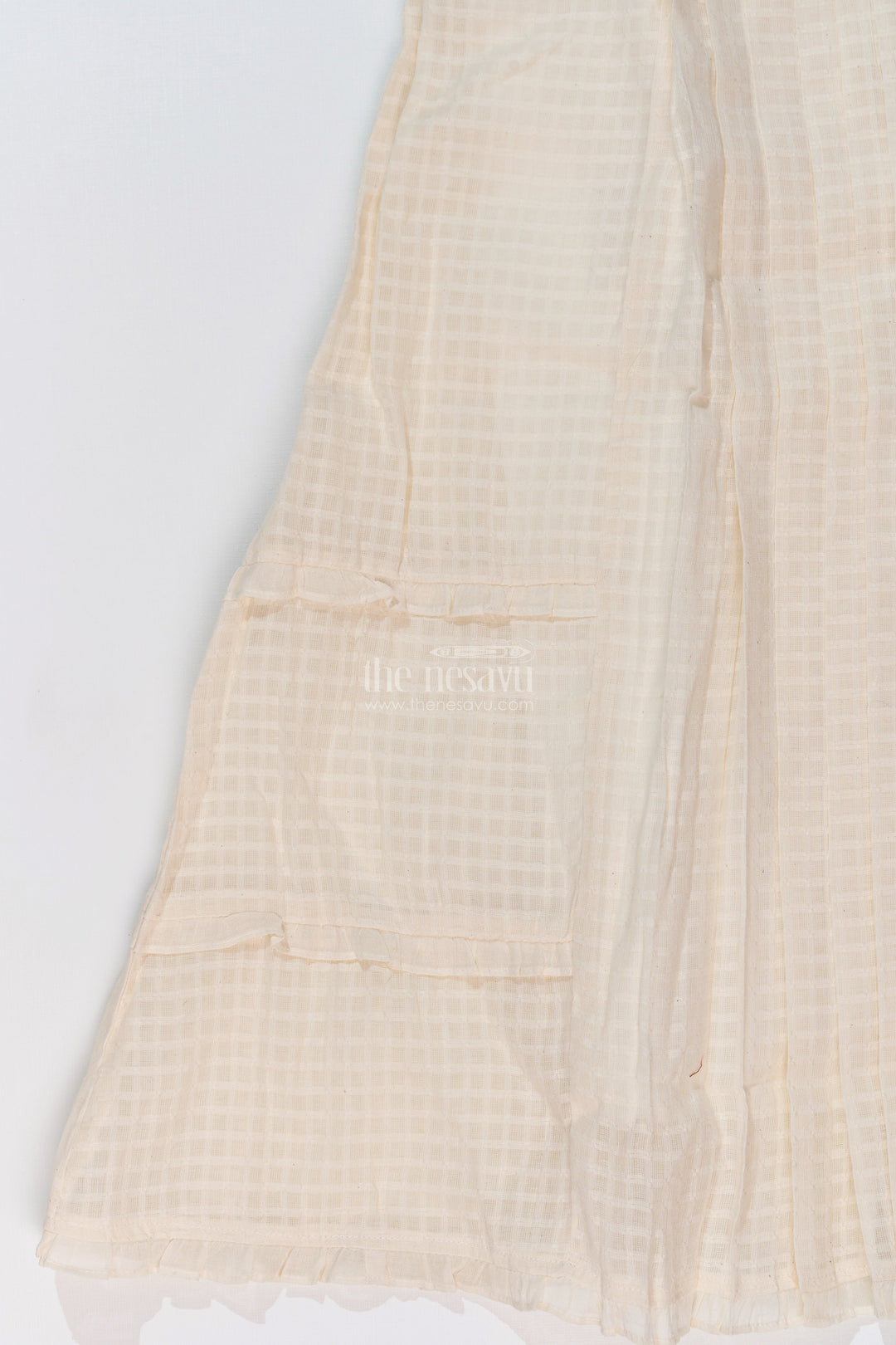 The Nesavu Girls Cotton Frock Girls White Lace Frock with Delicate Embroidery and Pleated Skirt for a Timeless Look Nesavu Girls White Lace Frock Delicate Embroidery Pleated Flared Skirt | The Nesavu