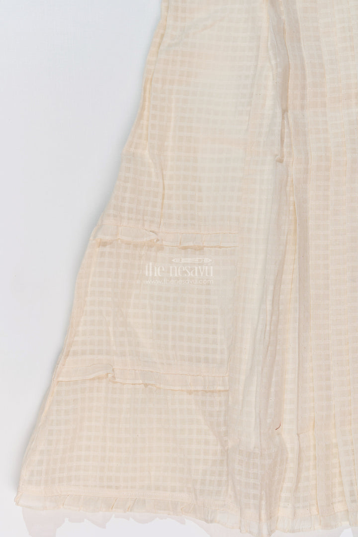 The Nesavu Girls Cotton Frock Girls White Lace Frock with Delicate Embroidery and Pleated Skirt for a Timeless Look Nesavu Girls White Lace Frock Delicate Embroidery Pleated Flared Skirt | The Nesavu