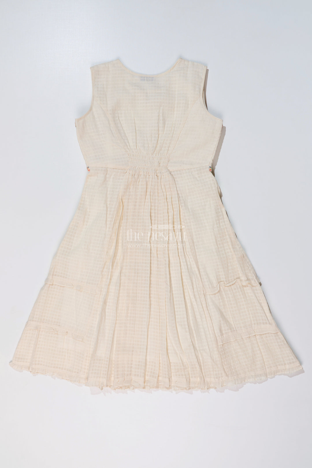 The Nesavu Girls Cotton Frock Girls White Lace Frock with Delicate Embroidery and Pleated Skirt for a Timeless Look Nesavu Girls White Lace Frock Delicate Embroidery Pleated Flared Skirt | The Nesavu