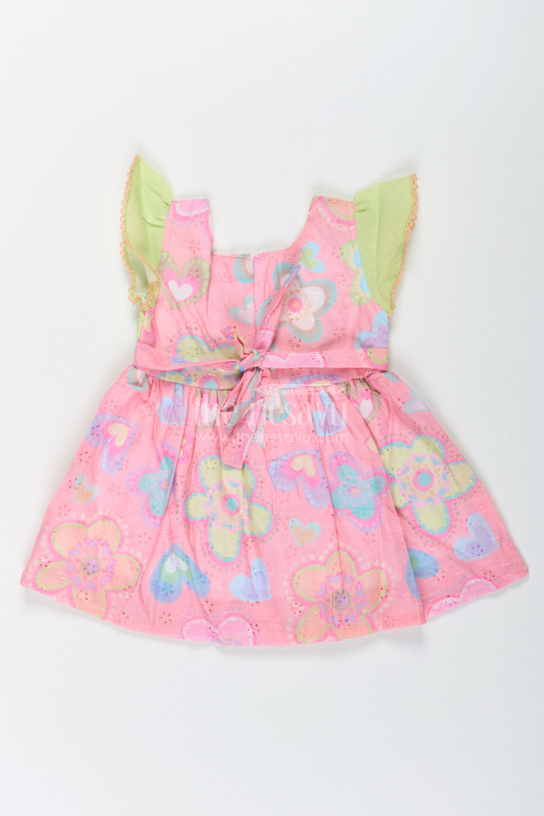 The Nesavu Girls Cotton Frock Girls Yellow Colour Frock Design with Pink Hakoba Embroidered Skirt and Floral Applique Nesavu Nesavu Girls Yellow Cotton Frock Design Pink Floral Hakoba Embroidered Skirt Emoji Applique