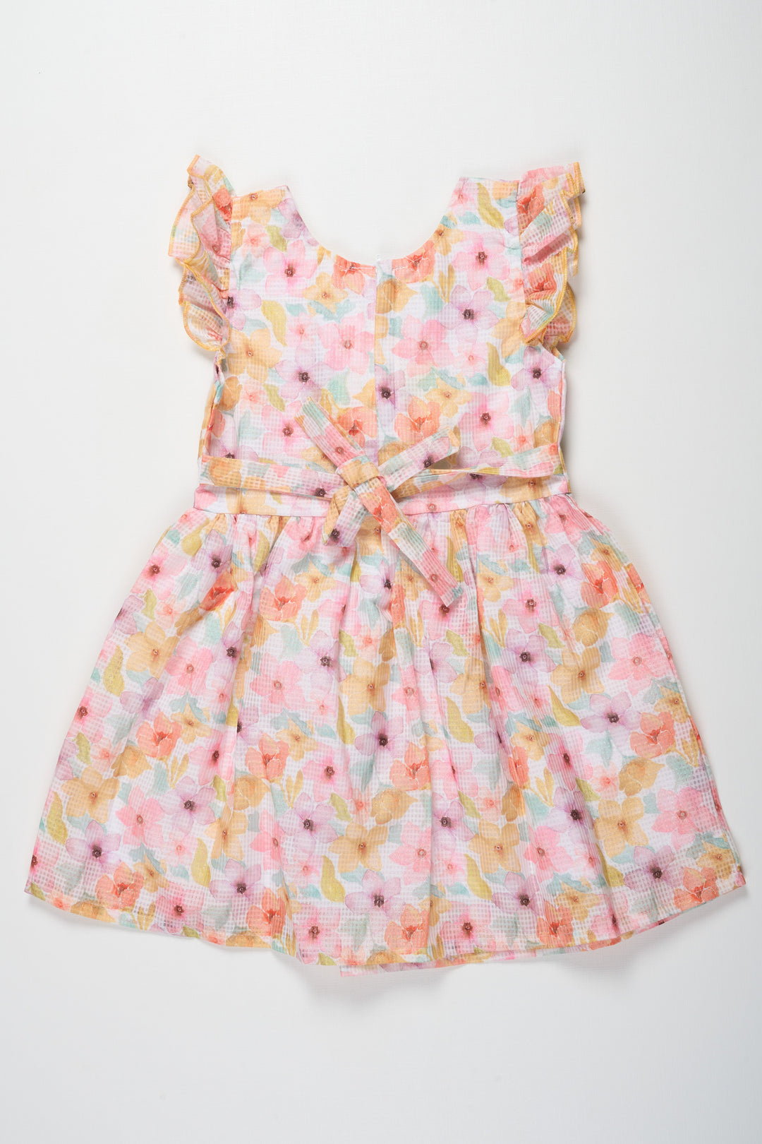 The Nesavu Girls Cotton Frock Girls Yellow Floral Cotton Frock with Ruffled Sleeves and Pleats Featuring Design Of Frock Dress Nesavu Nesavu Girls Yellow Floral Printed Cotton Blend Frock Pleats Ruffled Sleeves design frock dress