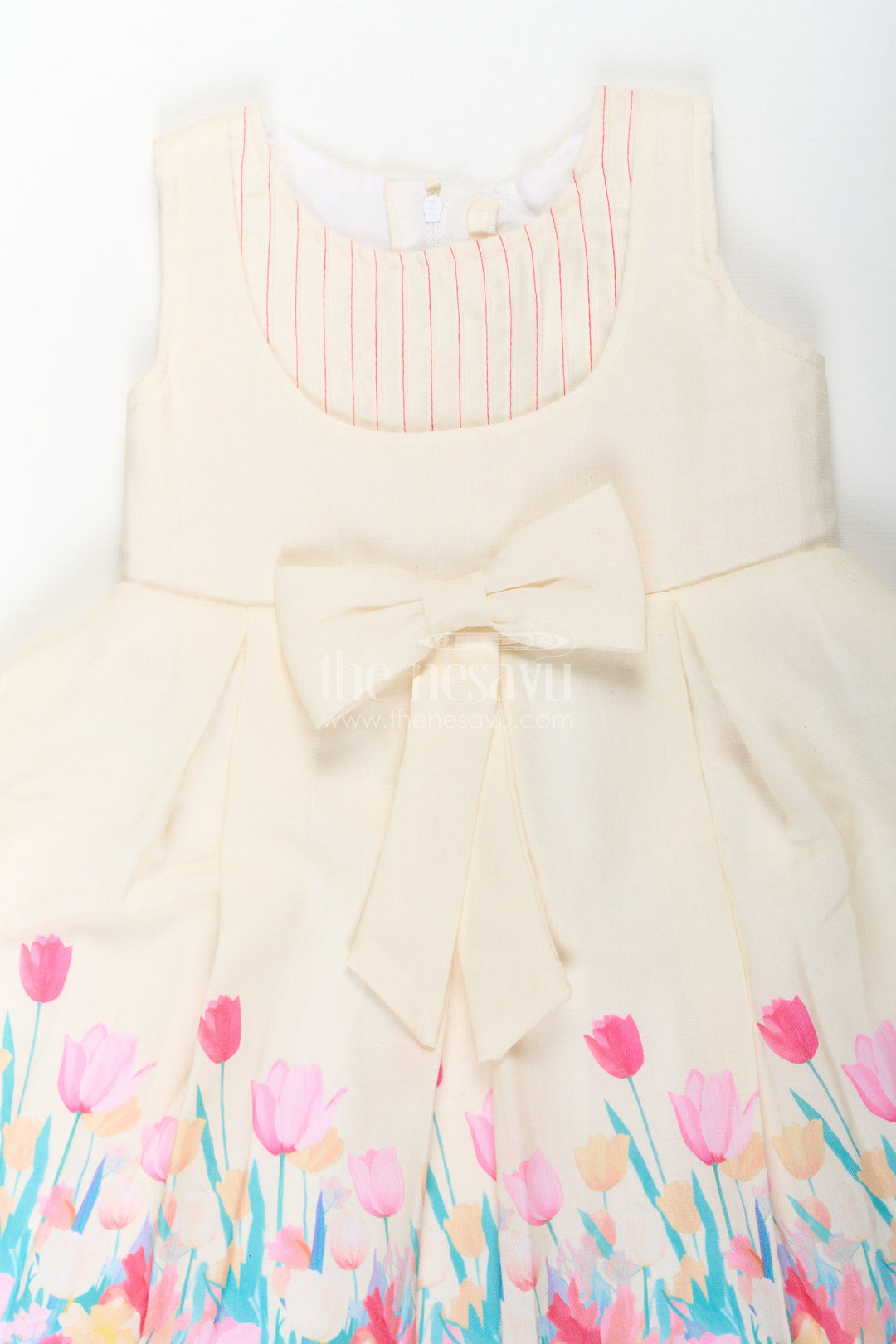 The Nesavu Girls Cotton Frock Girls Yellow Floral Frock in Cotton Printed Fabric with Pleated Bodice and Waist Bow Nesavu Girls Yellow Floral Frock Cotton Printed Fabric Pleated Bodice Waist Bow | The Nesavu