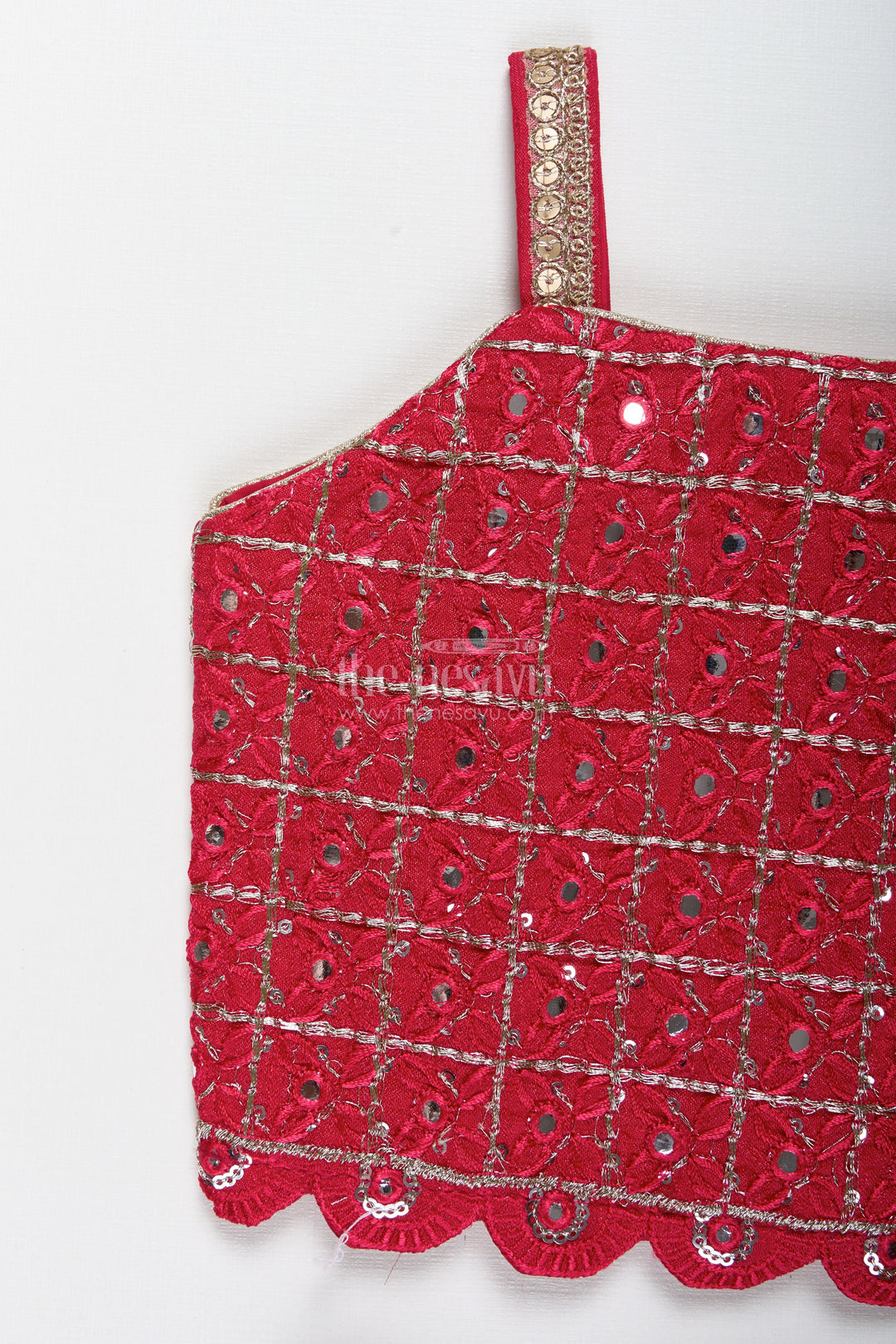 The Nesavu Girls Lehenga Choli Girls Yellow Floral Lehenga Choli with Embroidered Blouse and Dupatta Nesavu Nesavu Girls Yellow Floral Lehenga Choli Maroon Embroidered Blouse Mirror Work