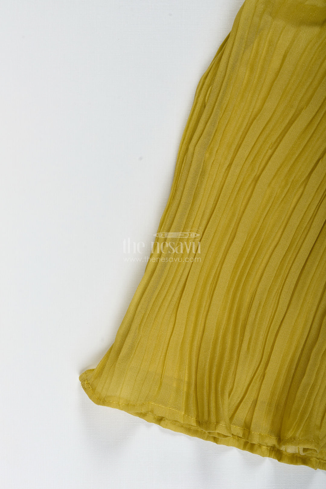 The Nesavu Girls Sharara / Plazo Set Girls Yellow Sharara Set with Sequin High-Neck Top and Flared Pants Nesavu Nesavu Yellow Embroidered Sharara Set Girls High Neck Sequin Top Pleated Pants