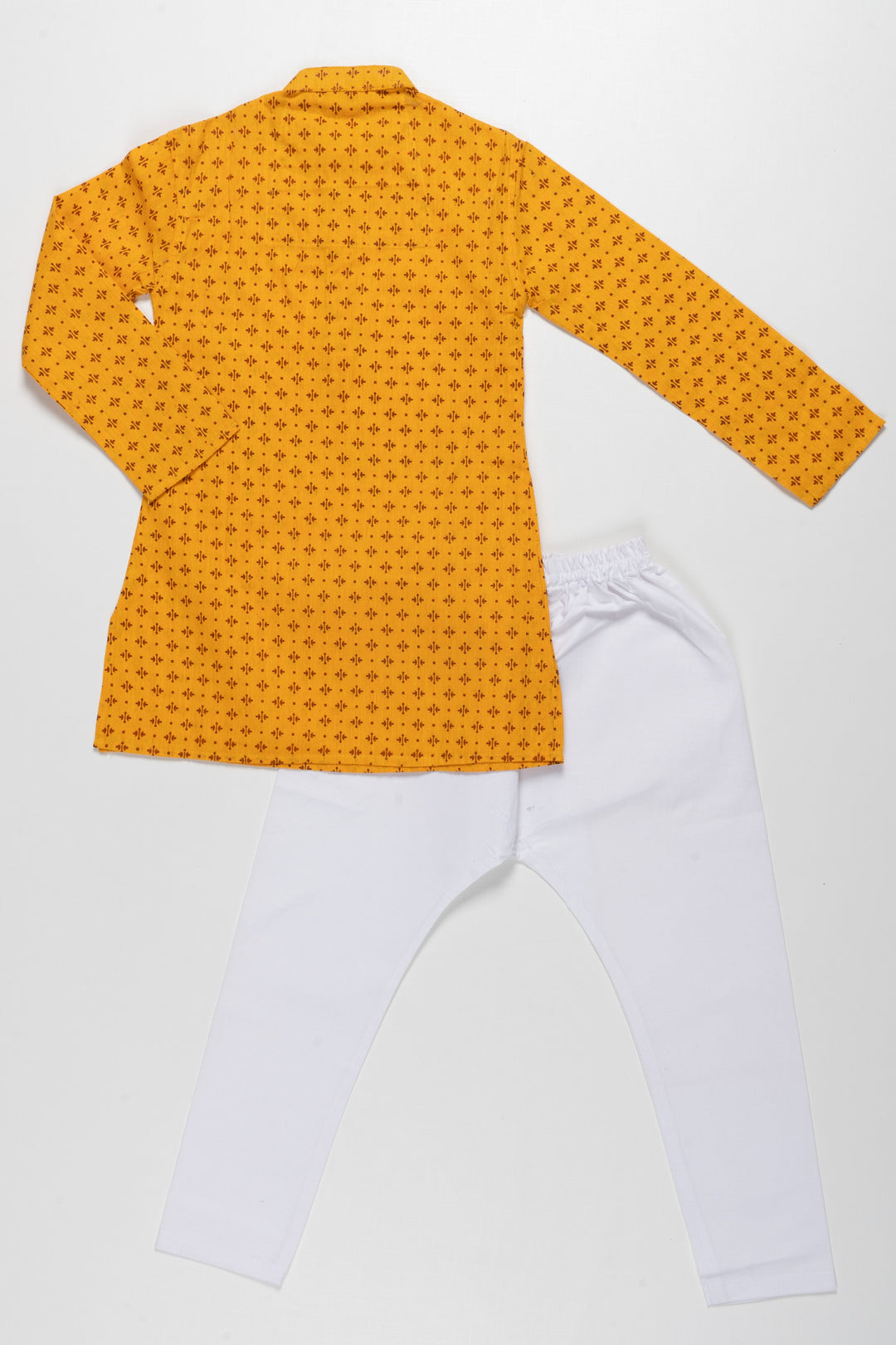 The Nesavu Boys Kurtha Set Glowing Golden Yellow Kurta With White Cotton Pants For Little Boys Nesavu Daily Wear Kurta and Pants For Boys| Modern Collection| The Nesavu