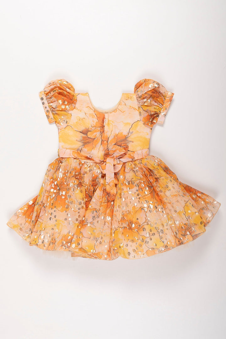 The Nesavu Silk Party Frock Golden Sunshine Yellow Silk Party Frock Nesavu Yellow Sequin Silk Frock for Girls | Sparkling Party Wear Dress | The Nesavu