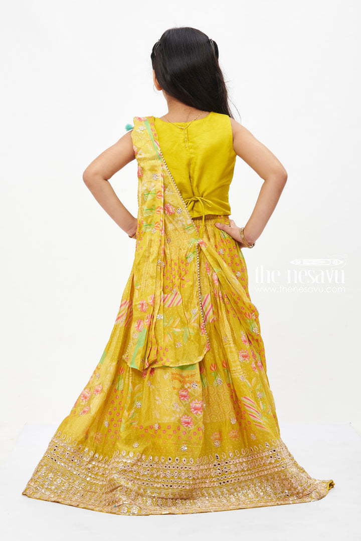 The Nesavu Girls Lehenga Choli Golden Yellow Sunshine Lehenga Set for Girls Nesavu Girls Festive Golden Yellow Lehenga Set | Traditional Indian Wear | The Nesavu