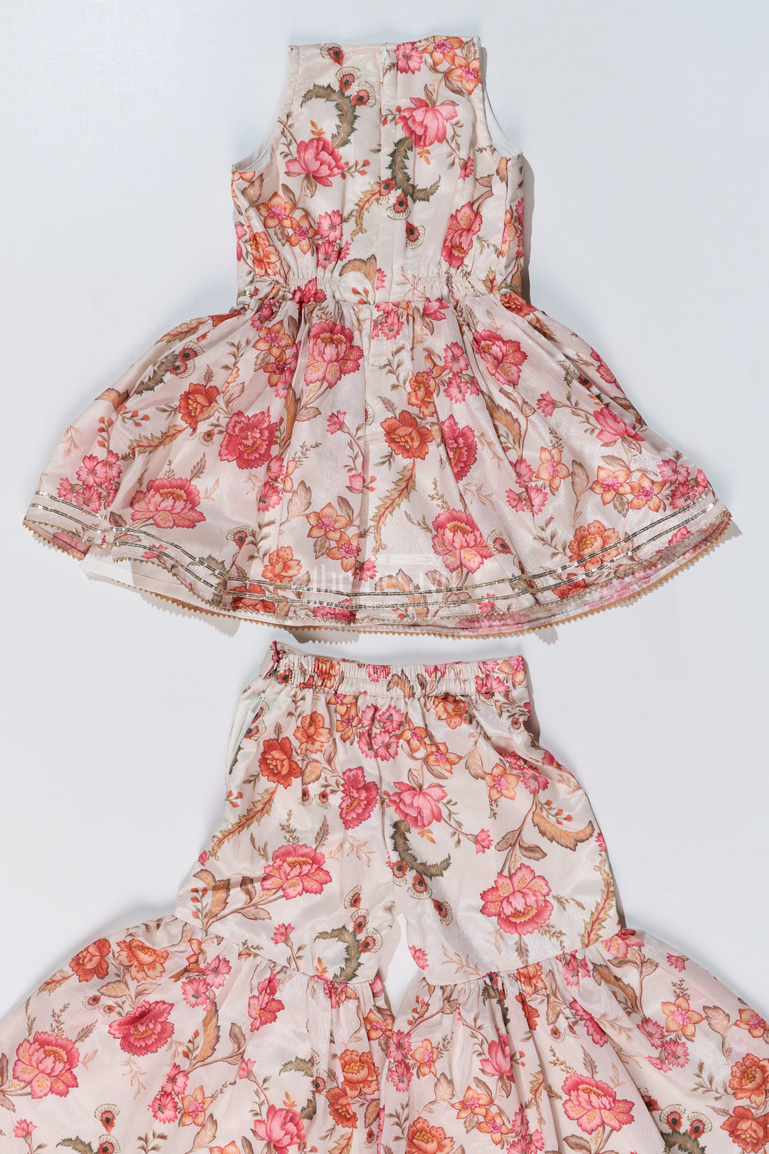 The Nesavu Girls Sharara / Plazo Set Graceful Ethnic Sharara Suits for Girls with Chinon Digital Print and Floral Embellishments Nesavu Graceful Ethnic Sharara Suits Girls Chinon Digital Print Floral Embellishments | The Nesavu