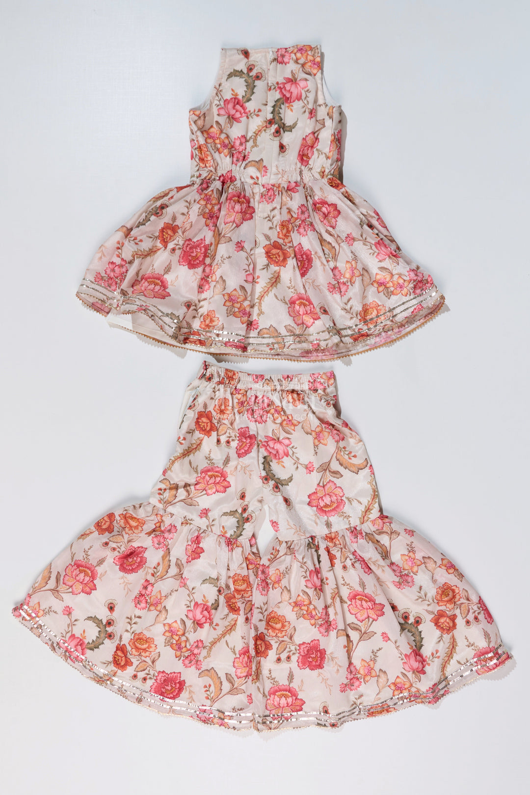 The Nesavu Girls Sharara / Plazo Set Graceful Ethnic Sharara Suits for Girls with Chinon Digital Print and Floral Embellishments Nesavu Graceful Ethnic Sharara Suits Girls Chinon Digital Print Floral Embellishments | The Nesavu