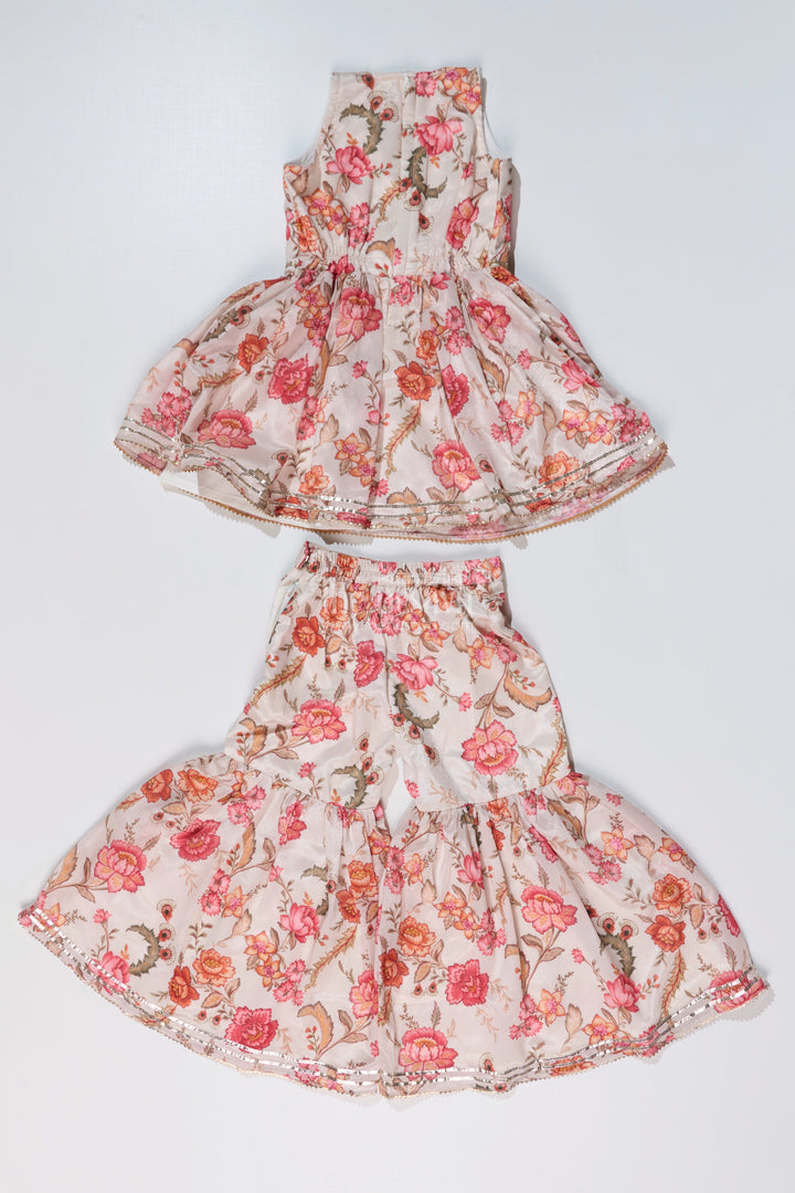 The Nesavu Girls Sharara / Plazo Set Graceful Ethnic Sharara Suits for Girls with Chinon Digital Print and Floral Embellishments Nesavu Graceful Ethnic Sharara Suits Girls Chinon Digital Print Floral Embellishments | The Nesavu