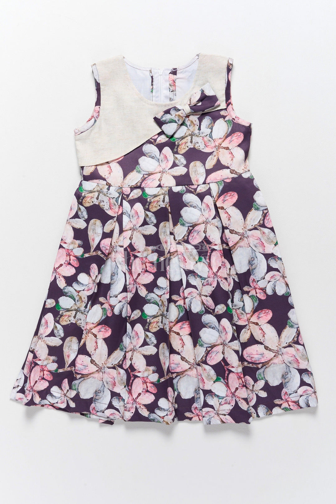 The Nesavu Girls Fancy Frock Graceful One-Piece Girls Frock with Bold Floral Design in Georgette Fabric Nesavu 20 (3Y) / Multicolor GFC1540B-20 Nesavu One-Piece Georgette Girls Frock Vibrant Floral Prints Weddings